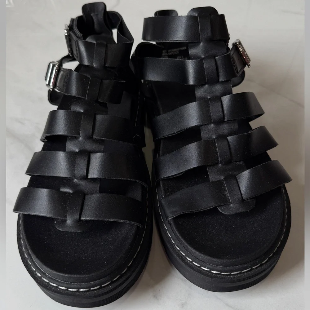 Black Chunky Sandals with Buckles - Picture 2 of 8